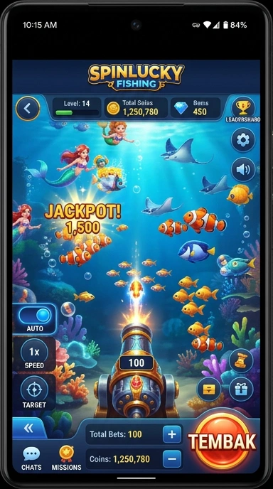 Cuplikan layar menu unduhan spinlucky untuk perangkat Android
